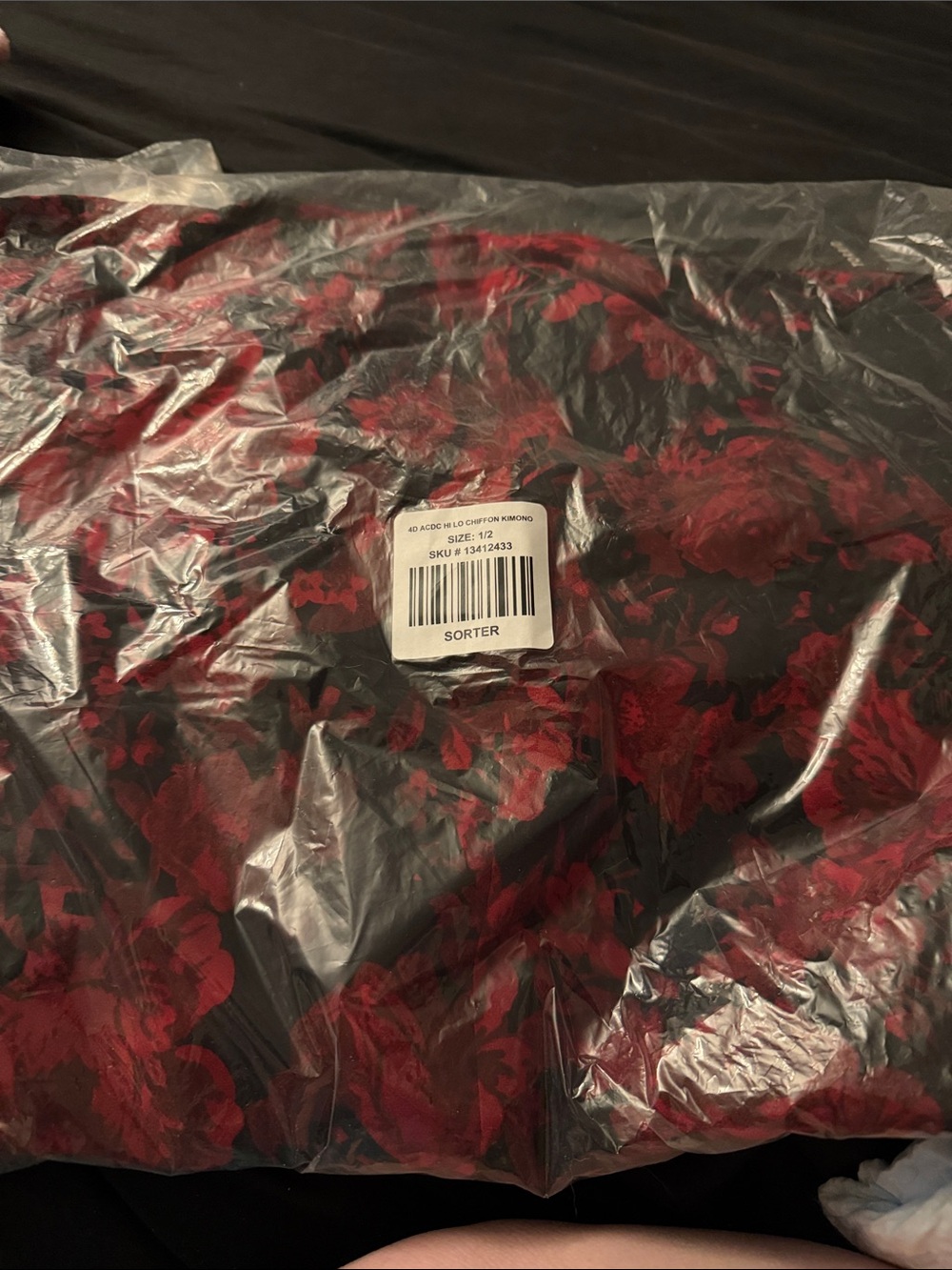 Black & Deep Red AC/DC Hi Lo Chiffon kimono